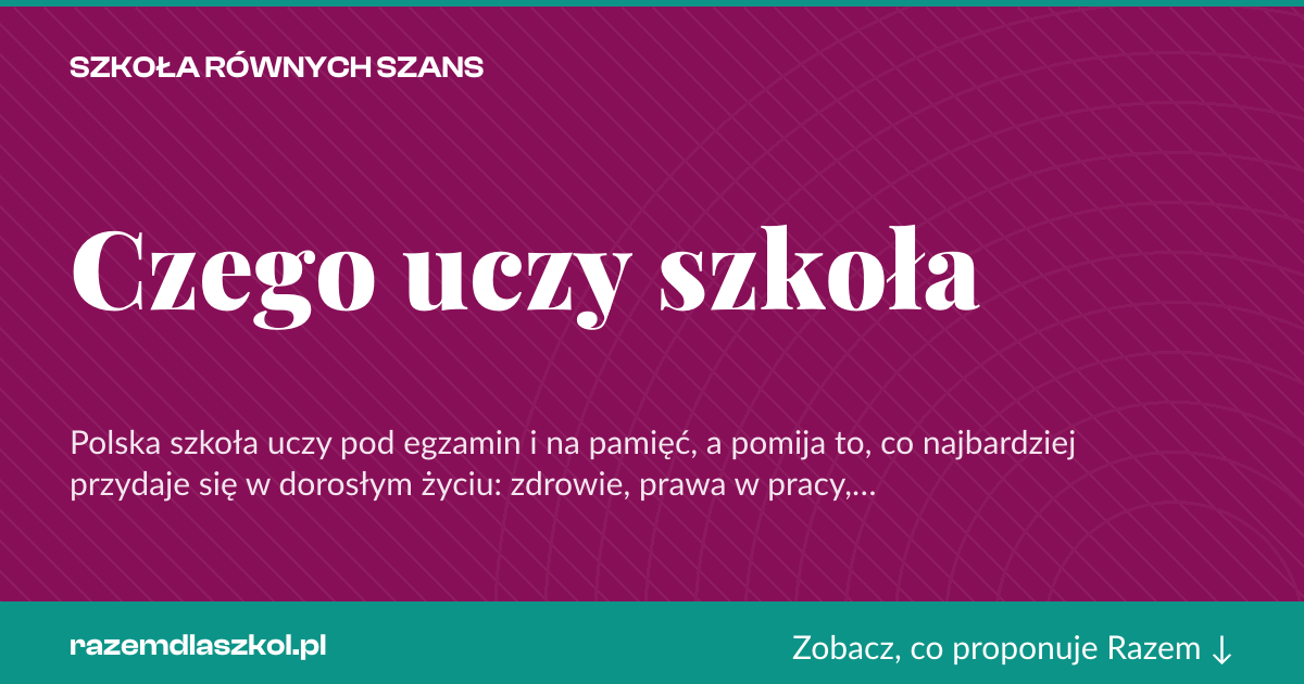 Karta social do udostępnienia: Czego uczy szkoła