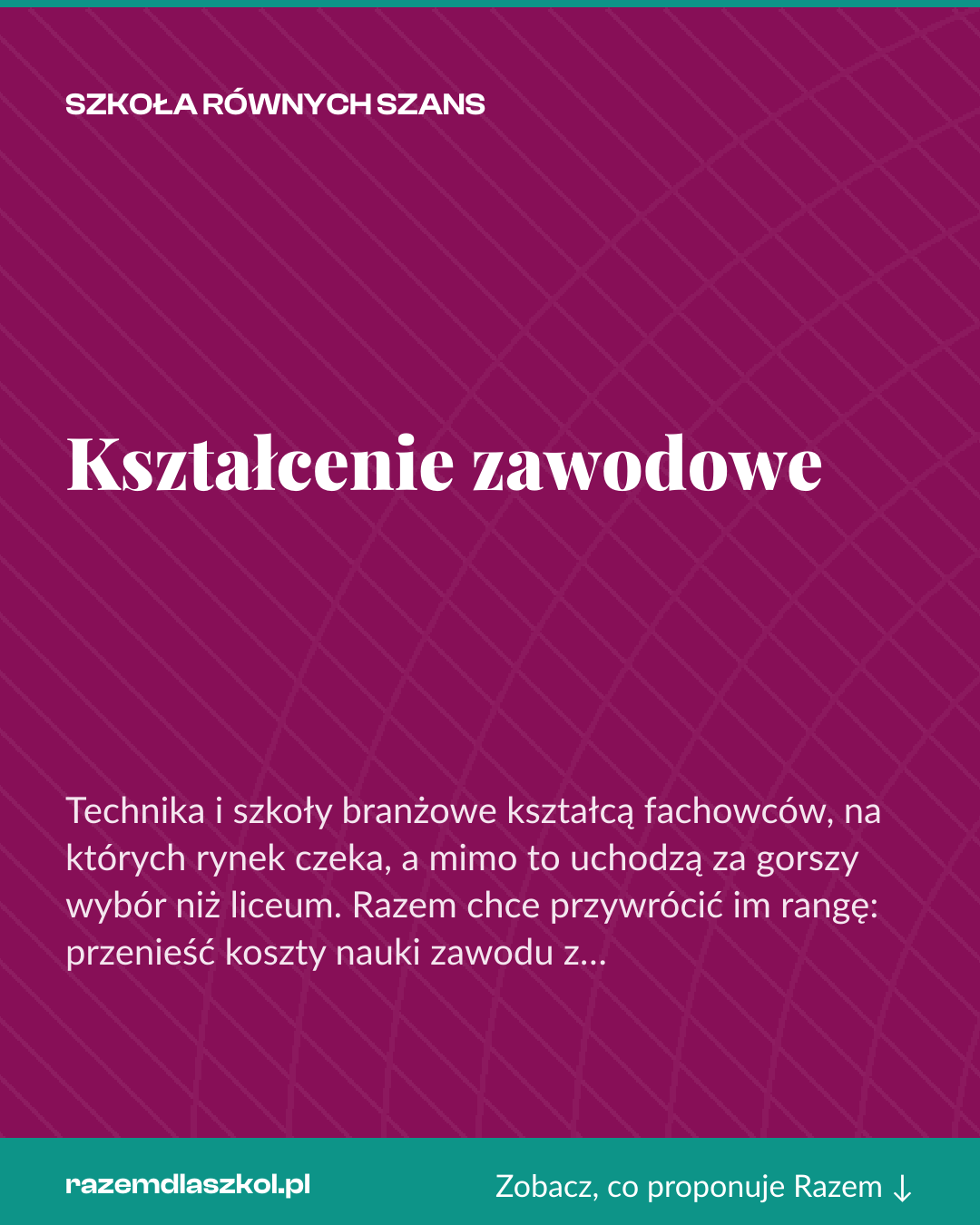 Grafika pionowa do udostępnienia: Kształcenie zawodowe