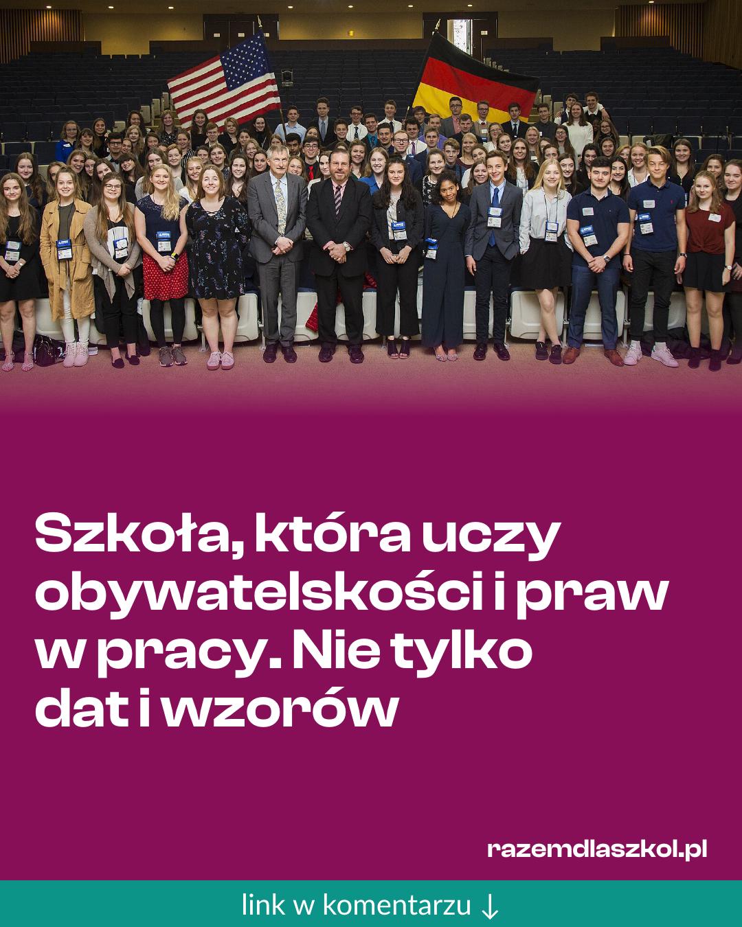 Grafika do udostępnienia: Szkoła, która uczy obywatelskości i praw w pracy. Nie tylko dat i wzorów