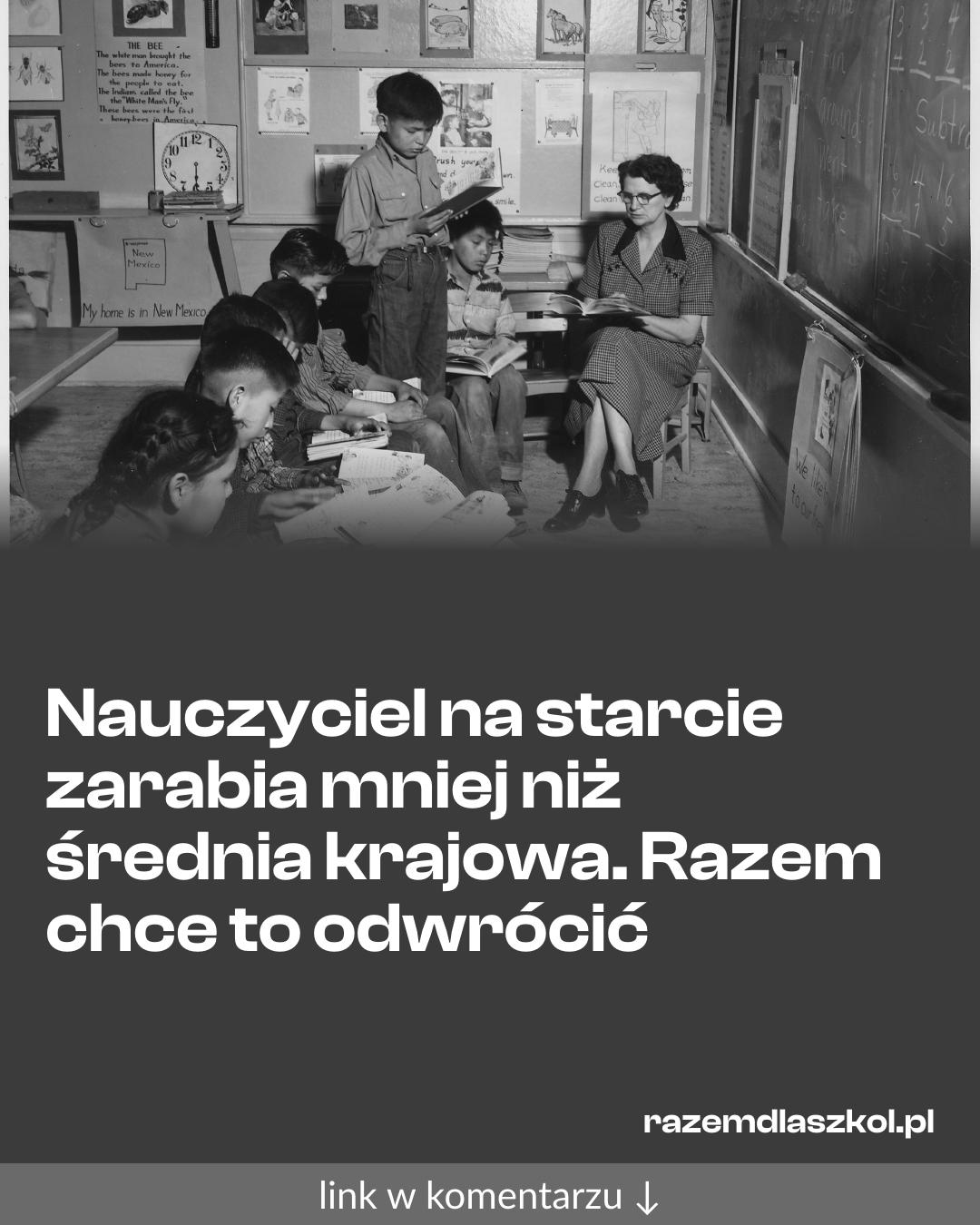 Grafika do udostępnienia: Nauczyciel na starcie zarabia mniej niż średnia krajowa. Razem chce to odwrócić